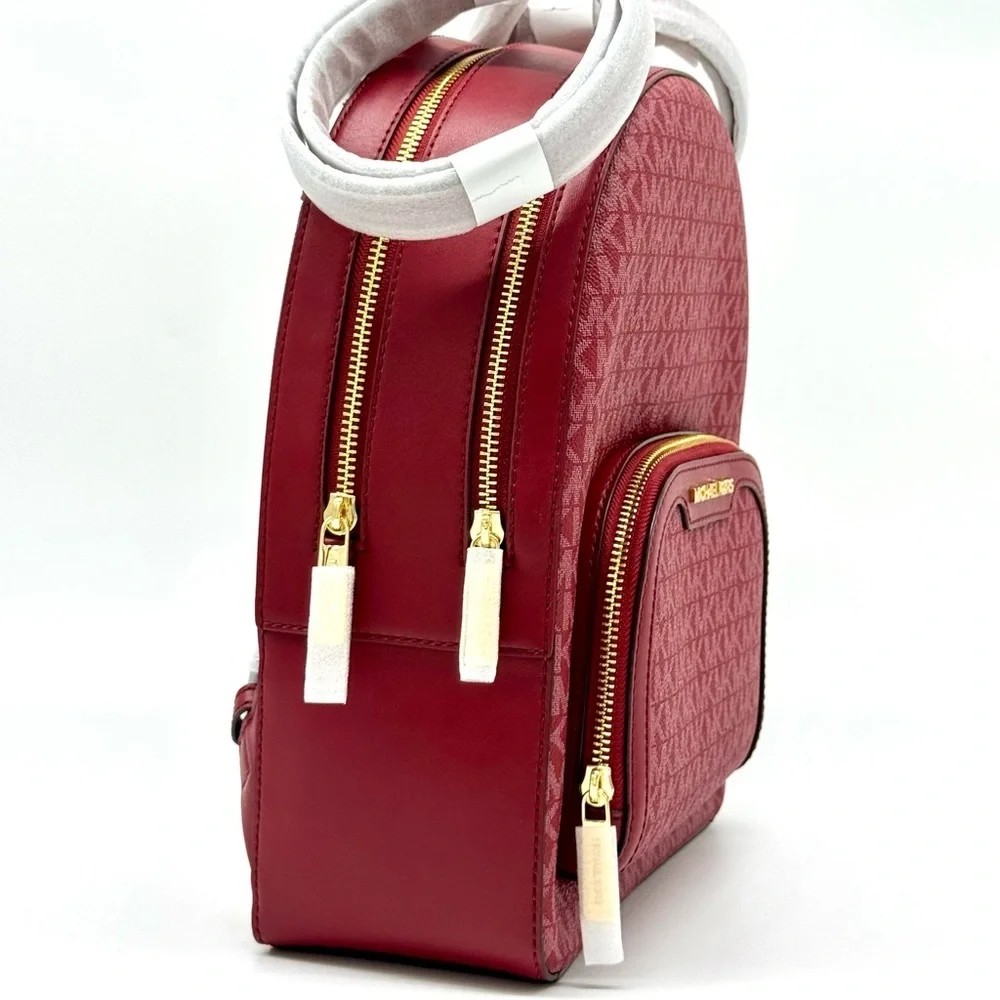 Michael Kors Jaycee Medium Signature Logo Backpack Cherry